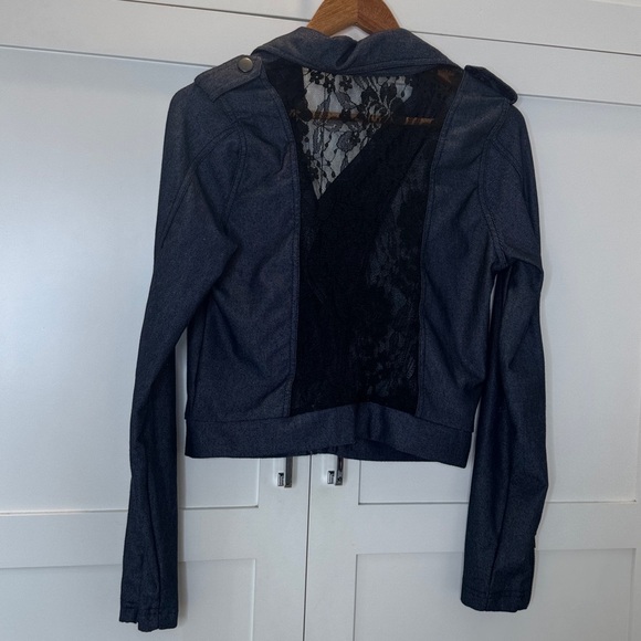 Forever 21 Dark Blue Jacket with Lace Lining on back. Size: Large - Picture 6 of 6